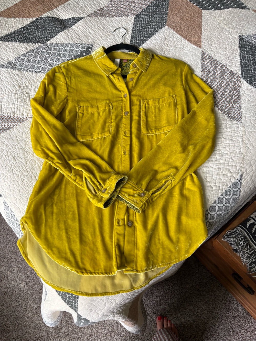 NWT Pilcro Velvet Button-Down Shirt